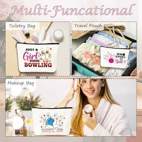 Bowling Gifts for Women - 6Pcs Bowling Accessories Makeup Cosmetic Bag Purse Pouch with Zipper, Ball Sports Gifts for Girls Sisters Besties Friends