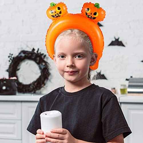 60 Pieces Halloween Inflatable Headband Cute Cartoon Balloons Hats Hair Hoops with Pattern Halloween Party Favors Photo Props