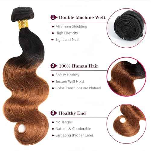 Brown Human Hair Bundles #30 Body Wave 16 18 20 Inch Brazilian Virgin Hair Double Weft Wet and Wavy No Tangle Hair Extensions for Women