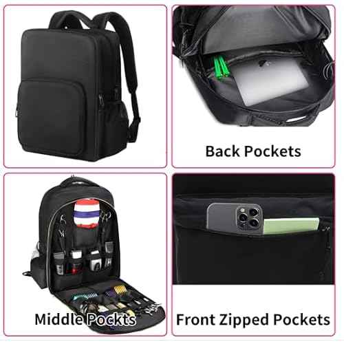 Barber Supplies Bag with Adjustable Dividers, Multiple Pockets, Large Capacity,Three Layer,Mobile Barber Accessioes Station for Barbers,Travel Hairstylist Clipper Organizer Bag for Barber Tools.