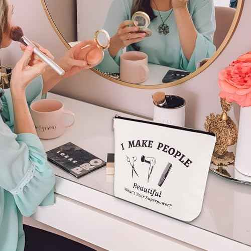 Degpum Hairdresser Hair Stylist Gift Makeup Bag Barber Hairdresser Gift Appreciation Thank You Birthday Christmas Thanksgiving Gift for Barbers Travel Makeup Pouch