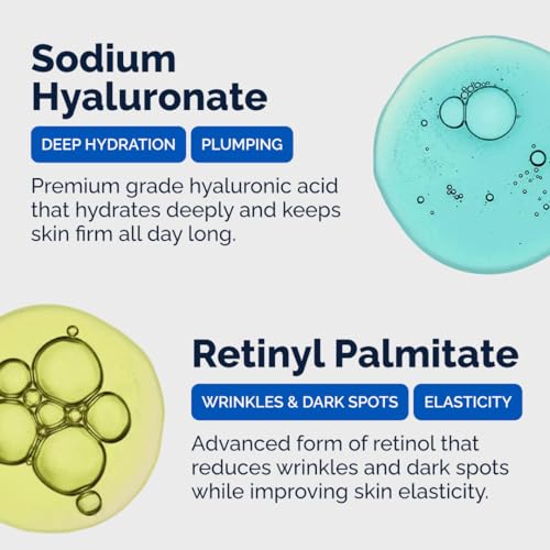 Face Cream ? Moisturizer with Retinol and Hyaluronic Acid, Refreshing Effect, Reduces Wrinkles and Dark Spots, Improves Skin Elasticity and Radiance