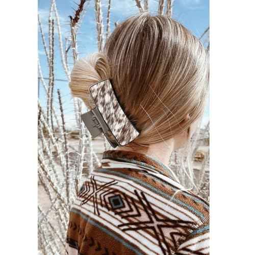 DEEKA 4 Pack Large Western Hair Clips Artificial Leather Cowhide Pattern Hair Claw Clips 4" Cowgirl Black Brown Hair Clips Set for Thick Hair Western Accessories Gifts for Women and Girls