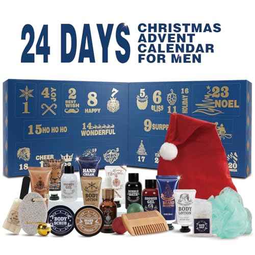 Advent Calendar 2025 Rinse & Robust 24 Days Christmas Gift Set for Men Holiday Gift Baskets for Men with Beard Care Skincare Beauty Advent Calendar, Happy New Year Countdown Calendar Gift Set