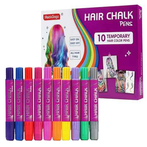 Girl Gifts Hair Chalk£¬10 Color Temporary Kits Low stimulation Washable Hair Dye Colourful Pens.for Makeup Toy Kids Ages 6-13 Years Old£¬Birthday Gifts Halloween Christmas & Festival Party