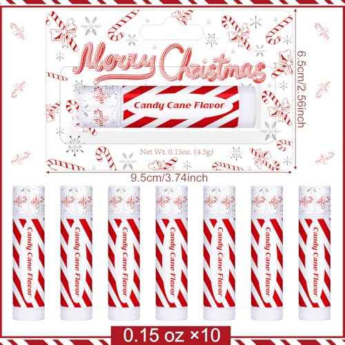 100 Pack Christmas Candy Cane Peppermint Lip Balms Bulk Peppermint Flavor Scented Lip Balms Favors Christmas Party Gifts Stocking Stuffers for Women Men Staffs Employee Coworkers Homeless