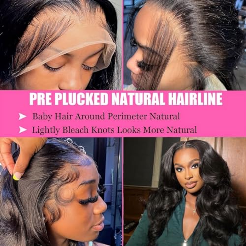 13x6 Lace Front Wigs Human Hair Pre Plucked Body Wave Lace Front Wigs 220 Density HD Lace Frontal Wig for Women Body Wave Frontal Wig Human Hair 26''