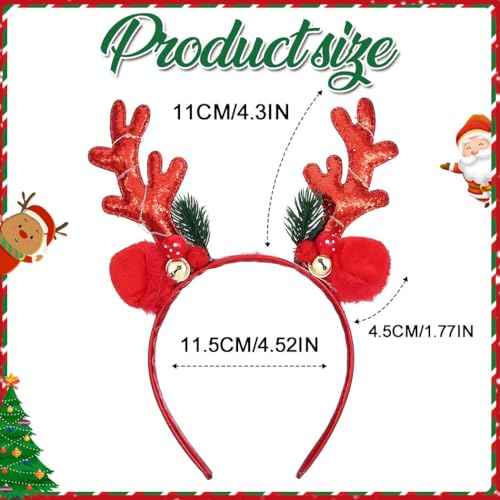 CAKURE Light Up Reindeer Antlers Headband LED Glow Christmas Headbands Deer Ears Hair Bands Holiday Xmas Headwear for Women