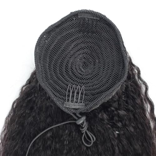 SAKALAKA Ponytail Extension Human Hair Kinky Straight Ponytail with Drawstring Brazilian Virgin Human Hair Ponytail for Women Natural Color, 24 Inch