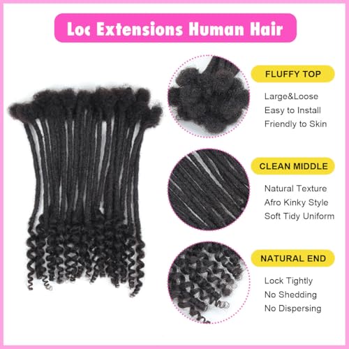 10 inch Loc Extensions Human Hair with Curly Ends, 0.4cm Width Permanent Dreadlock Extension Human Hair 50 Strands Natural Black 100% Full Handmade Dreads .Dyed and Bleached Pre Curled Drealocks