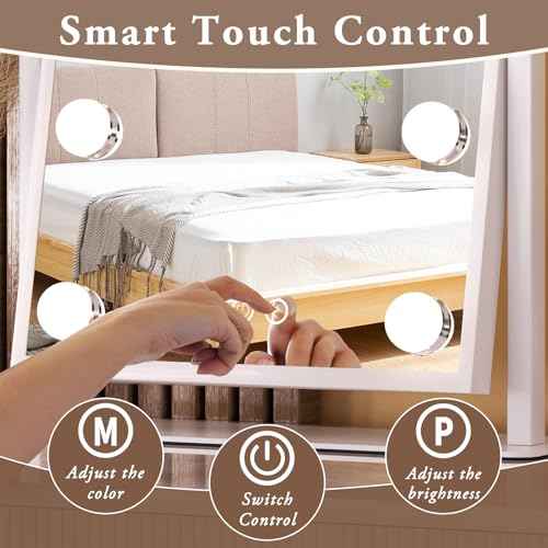 Vanity Mirror with Lights, Lighted Makeup Mirror Hollywood Makeup Mirror with 9 Dimmable Bulbs and 3 Color Lighting Modes, Smart Touch Control, 360¡ÆRotation