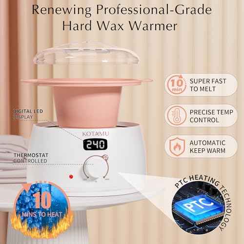 KOTAMU Waxing Kit for Women & Men, White Wax Kit for Hair Removal, Digital Waxing Pot for Thick Coarse Fine Fuzzy Hair & Sensitive Skin, Wax Warmer for Home Salon Use