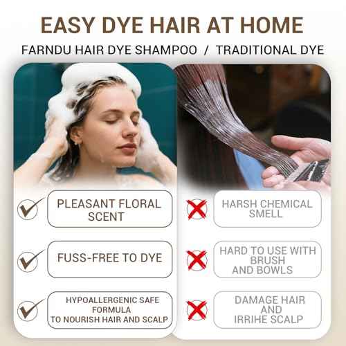 Dark Brown Hair Dye Shampoo 3 in 1 for Women Men Hair Color Shampoo Dye for Grey Hair Coverage Seimi Permanent Instant Champu Para Canas Mujer