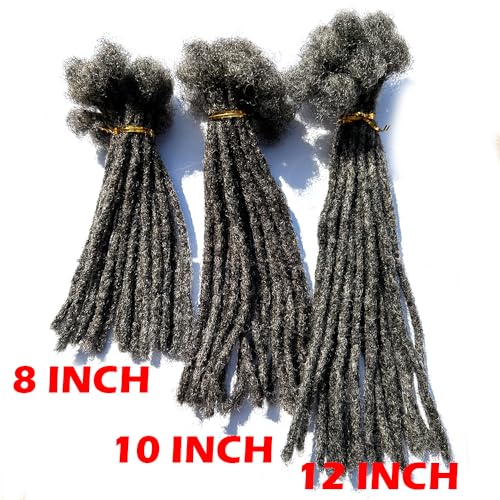 YONNA Locs Human Hair Dreadlocks Extensions 20Locs Full Handmade (Width 0.4cm) 10inch Salt and Pepper #39