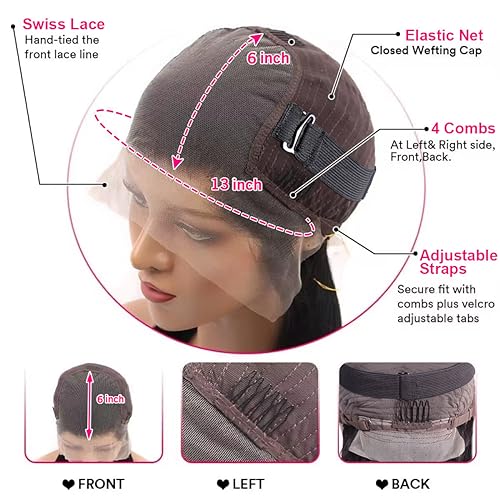 26 Inch 13X6 HD Lace Front Wigs Human Hair Pre Plucked 13x6 Straight Lace Front Wigs Human Hair Frontal Wigs for Women Human Straight Wig with Baby