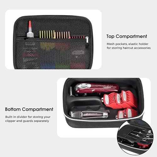 ProCase Barber Case with Washable Oilproof Inner Casing, Hard Travel Carrying Bag for Hair Clippers, Hair Cutting Supplies Holder, Trimmer Organizer Storage for Men Razor Guard Grooming Kits -Black