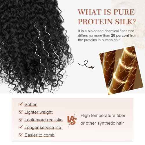 Clip in Hair Extensions, FLUFYMOOZ 4PC 100£¥ Pure Protein Silk Hair Extensions Long Soft Natural Hairpiece 20 Inch Curly Hair Extension for Women (Black Brown)