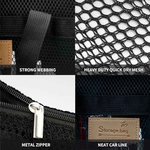 Mesh Shower Caddy Bag Portable Hanging Toiletry and Bath Organizer with Zipper for Travel, Gym, Camping, College Dorms, Beach