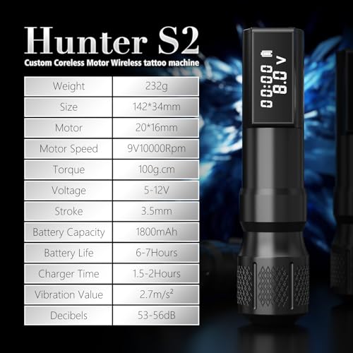 Tattoo Gun-Kiss of Dragon Tattoo Machine, Practice Tattoo Pen for Beginners, 1800mAh Power Supply Tattoo Machine Equipped with Customized High-Precision Motor