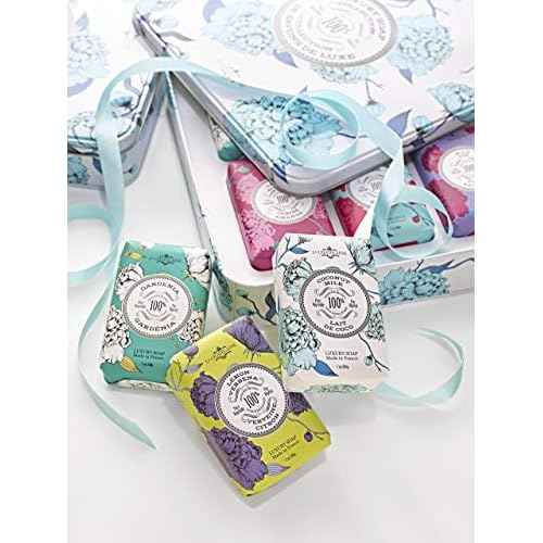 La Chatelaine Luxury Soap Collection | Oprahs Favorite Things | Shea Butter Bar Soaps, Made in France | Natural | Set of 6, 7 oz (Gardenia, Coconut Milk, Lemon Verbena, Cherry Almond, Shea, Wild Fig)