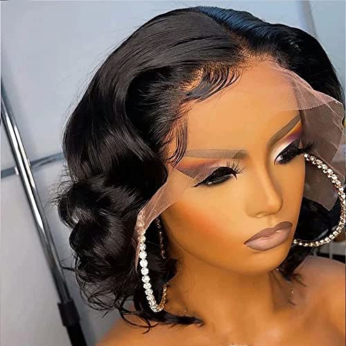 ten chopsticks Wigs HD Transparent Short Wig 13x4 Lace Front Human Hair Wigs For Black Women Loose Deep Wave Short Bob Wig Brazilian Bob Human Hair Wig 150 Density 8inch