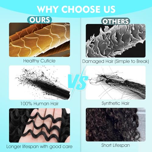 S-noilite Human Braiding Hair for Boho Braids 100% Unprocessed Brazilian Virgin Bulk Hair 3 Bundles/Pack 110g 24 Inch Deep Wave Bundles Human Hair for Bohemian Knotless Braids No Weft #1B