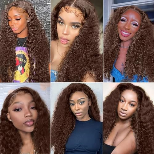 Color #30 Brown Bundles Human Hair Deep Wave 3 Bundles 18 18 18 Inch Unprocessed Brazilian Virgin Remy Light Brown Deep Wave Bundle Human Hair Extensions