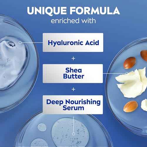 NIVEA Shea Nourish Body Lotion for Dry Skin with Hyaluronic Acid, Shea Butter and Deep Nourishing Serum, 48-Hour Body Moisturizer, 16.9 Fl Oz Pump Bottle