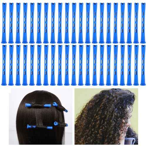 30 Pcs Perm Rods For Short Hair Plastic Cold Wave Rods Hair Curling Rollers Curling Roller Perm Rod Small Hair-Rollers for DIY Styling (Blue, 0.47 Inches)