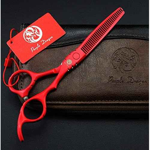 Purple Dragon Professional Japan 440C Hair Salon Cutting Shear and Barber Thinning Scissor Hairdressing Shear Set with Bag