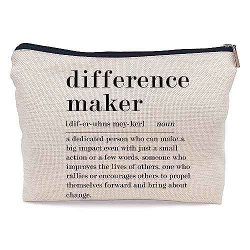 Ayxvt Difference Maker Makeup Bag,Gifts for Leader Teacher,Thank You Appreciation Quote Decorative Women's Makeup Bag Zipper Pouch Travel Toiletry Coworker Girlfriend Women Mom Girls