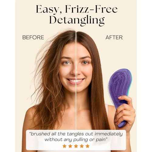 Lily England Detangler Hair Brush for Curly, Thick, Straight & Natural Hair - Gentle Detangling Brush for Women, Kids & Toddlers with Flexible Bristles - Smooth Hairbrush for Wet & Dry Hair, Ombre