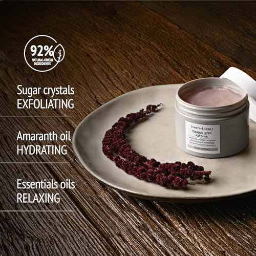 [ comfort zone ] Tranquillity¢â Body Scrub, Soothing Aromatic Gentle Exfoliator Enriched with Sugar Crystals and Amaranth & Almond Essential Oils, for an Instantly Smoother and Softer Skin, 10.06 Oz.