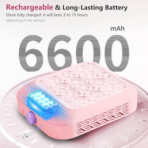 BETE Cordless Nail Dust Collector, Portable Vacuum Fan Vent Extractor with Powerful & Quiet Suction, Rechargeable Battery, LED Display for Acrylic Nails Polishing at Salon & Home, Pink