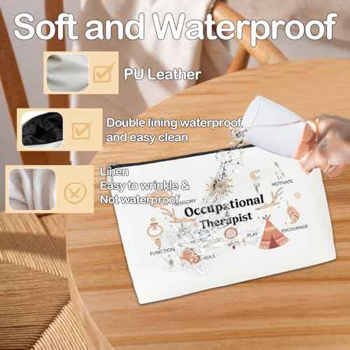 JioJio Chan Funny Occupational Therapy Worker Gift, Occupational Therapist Makeup Bag, Gifts for Women Coworkers Friends, OT Month PT PTA OT Travel Toiletry PU Leather Bag