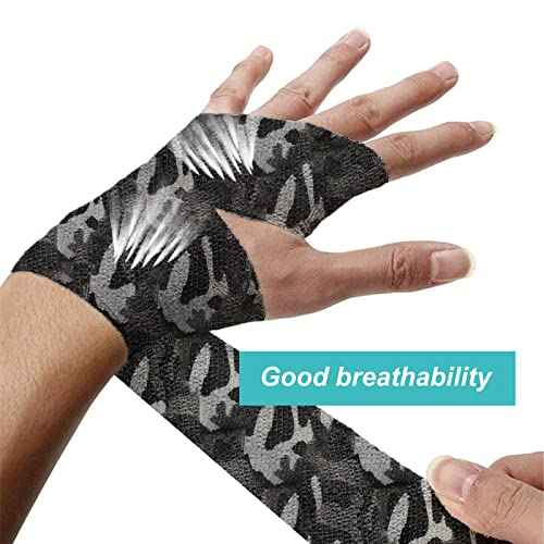 VideoPUP Tattoo Grip Cover Wrap,12PCS Disposable Cohesive Tattoo Grip Cover Elastic Bandage Handle Grip Tube for Tattoo Machine Tattoo Grip Accessories,Black&White Camouflage