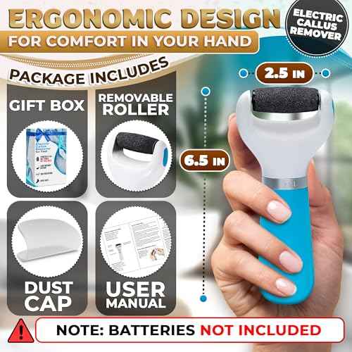Foot Callus Remover Tool | Batteries Not Included ? High-Speed Foot Grinder with Easy-to-Replace Roller ? On-The-Go Electric Callus Remover for Feet | Pedicure Tools for Feet Smoothing