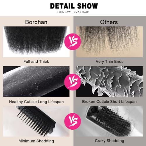 Borchan Kinky Straight Bundles Human Hair 3 Bundles 14 16 18 Inches 100% Unprocessed Brazilian Yaki Straight Hair Bundles Virgin Remy Kinky Curly Bundles for Black Women
