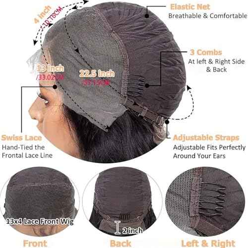 Short Bob Wig Human Hair 13x4 Straight Hd Lace Front Wigs Human Hair 200 Density Black Glueless Wigs Human Hair Pre Plucked Short Bob Wigs for Women 12 Inch
