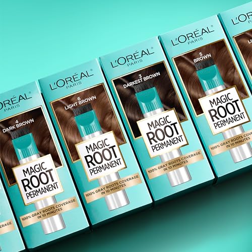 L'Oreal Paris Magic Root Rescue 10 Minute Root Hair Coloring Kit, Permanent Hair Color with Quick Precision Applicator, 100 percent Gray Coverage, 4 Dark Brown, 2 count