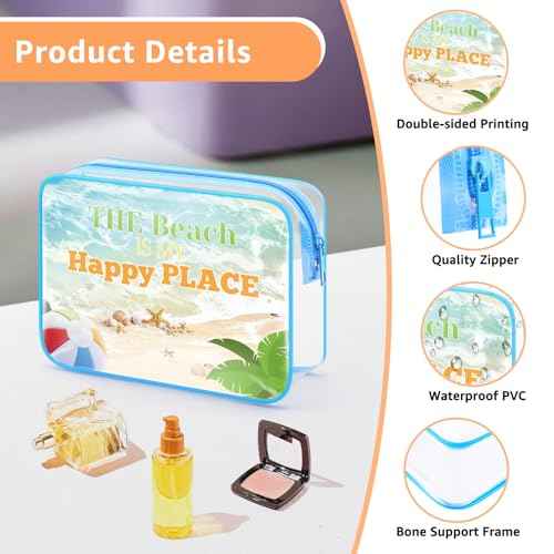 Beach Lover Gifts for Women Girl Makeup Bag Summer Toiletry Bag Beach Themed Present Funny Vacation Gifts Birthday Christmas Graduation Present for Daughter Sister Mom Aunt Cosmetic Pouch