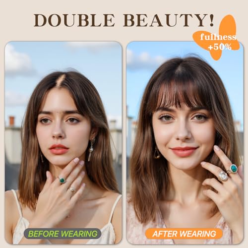 Human Hair Toppers for Women, 150% Density Hair Topper with Bang, No Tangle & Smooth, Upgrade 7x13cm Silk Base, 10 Inch #02 Dark Brown