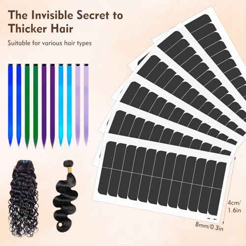 180 Pcs Hair Extension Tape, Double Sided Tape in Tape Replacement, Strong Adhesive Tape for Hair Extensions (Black)