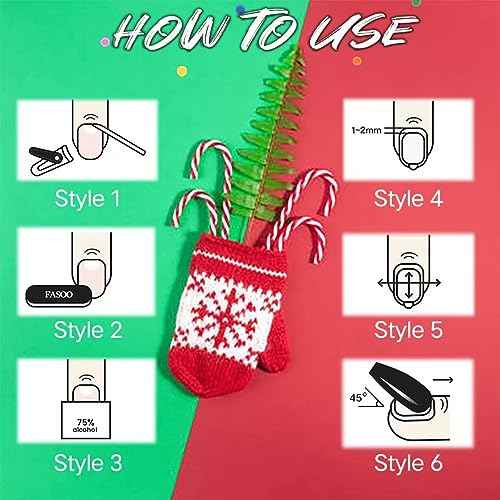 24 Pcs Pink Christmas Press on Nails Short Square Fake Nails Christmas False Nails with Candy Cartton Designs Glitter Xmas Nails Press ons Square Nail Artificial Acrylic Stick on Nail for Women