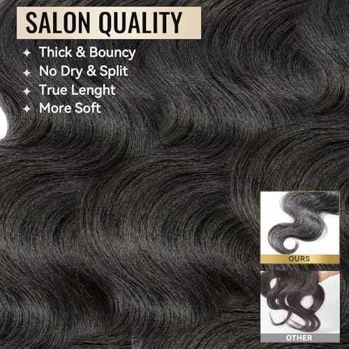 WEQUEEN Bundles Human Hair Body Wave 16A Brazilian Virgin Hair Bundles 20 Inch Thick Weave Natural Black