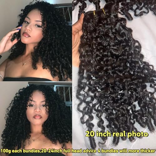 YMS 3C4A Burmese Curly Human Hair Bundles 24 Inch 1 Curly Bundles Human Hair Unprocessed Burmese Raw Hair Extension Real Human Hair 16A Natural Color Real Hair Weft Extensions with Spiral Curly End