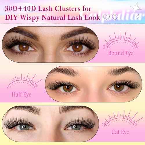Eyelash Extension Kit 320PCS Lashes Clusters 30D+40D Lash Extension Kit 9-16mm Wispy Cluster Eyelash Extensions Kit with Lash Bond and Seal Tweezers Natural Lash Clusters Kit for Beginners
