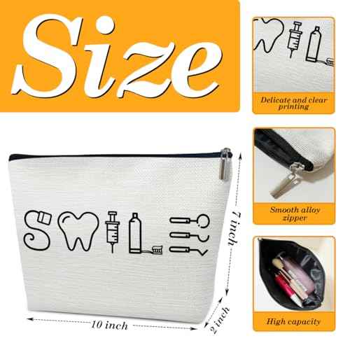 Dental Assistant Gifts Makeup Bag, Dental Hygienist Graduation Gifts for Women Coworkers Graduate, Cute Cosmetic Bag for Purse, Hygiene Student Must Haves Organizer Pouch