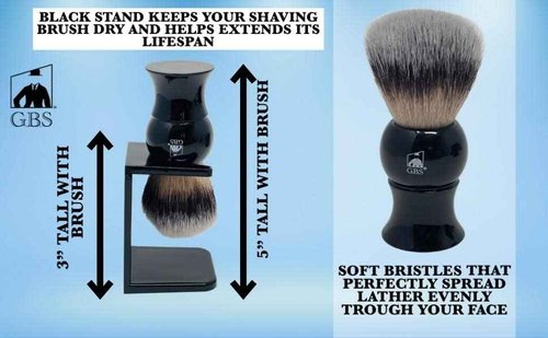 G.B.S Stylish Grooming Shaving Set for Wet Shaving Boxed Ceramic Black Shaving Soap Bowl/Mug with Knob Handle