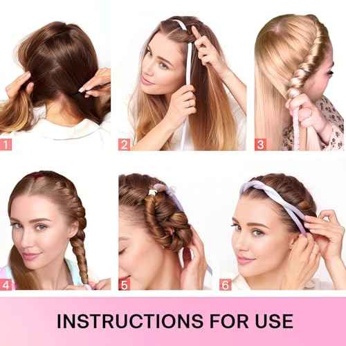 Lanzhire No Heat Overnight Curling Headband for Long and Short Hair - Thin Heatless Curlers to Sleep In (Black)